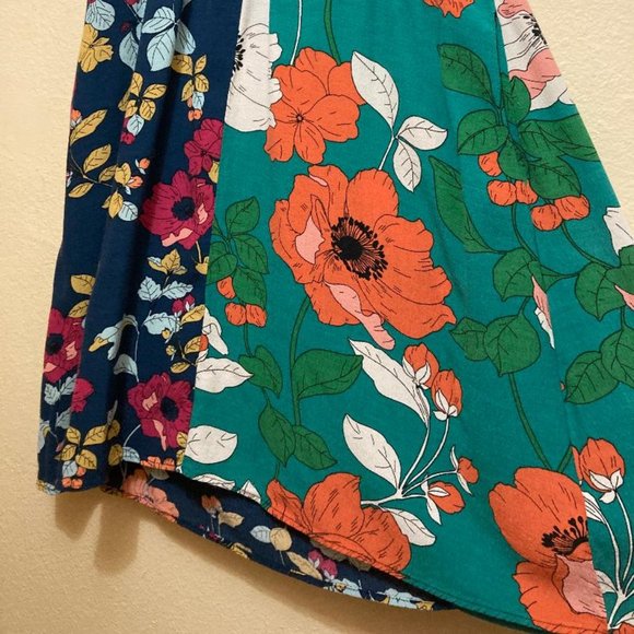 By Anthropologie Floral Sleeveless Collared High Low Mini Dress Women's Size 0 - Picture 4 of 7